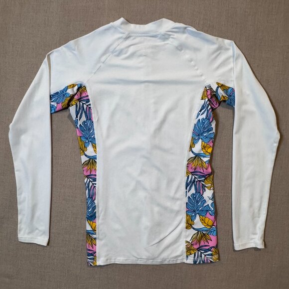 Costa Azul Juniors Rash Guard Small White Floral UPF 50 Long Sleeve Swim Shirt S - Picture 4 of 4